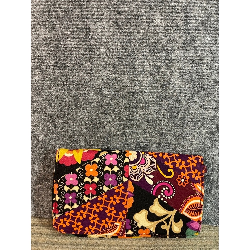 Vera Bradley Patchwork Floral Quilted Envelope Clutch Wallet Multi Color Paisley - Picture 3 of 10